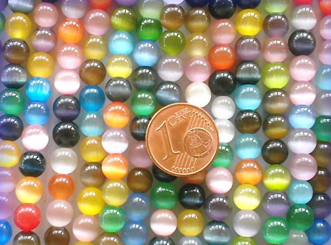 Perles verre Oeil de Chat rondes 6mm MIX par 65 pcs
