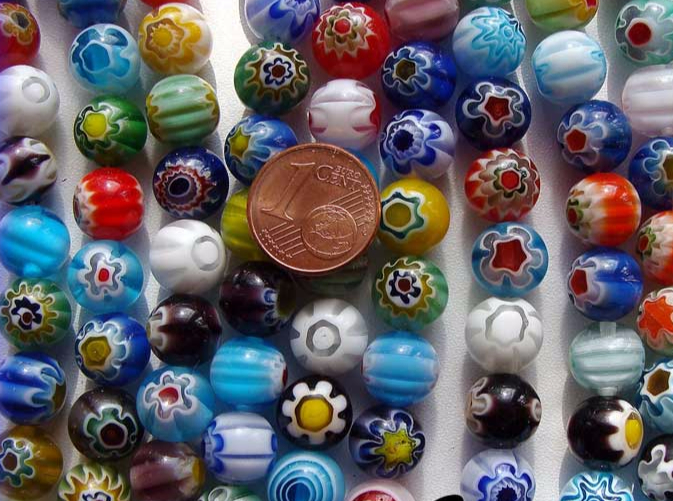 Perle Rotonde Di Vetro Millefiori Di Colore Misto Di Alta Qualit&agrave;