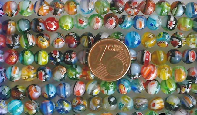 Perles verre très coloré rondes 6mm MIX par 65 pcs