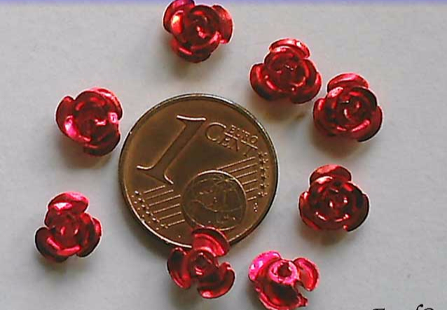 perle fleur aluminium rouge