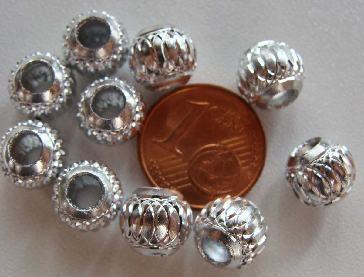 perle aluminium ronde argent 8mm