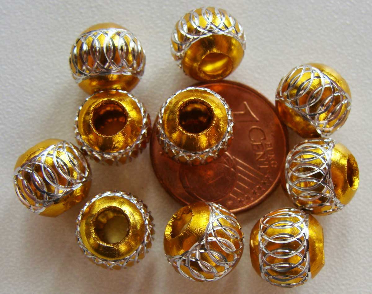 perle dore aluminium ronde 8mm
