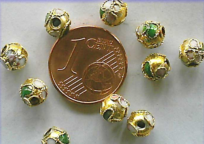 perle cloisonne 6mm dore