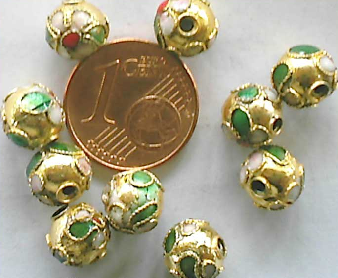 perle cloisonne 8mm dore