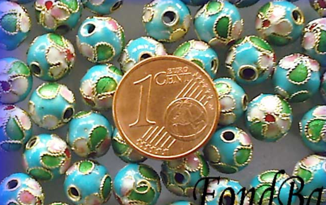 perle cloisonne 8mm turquoise