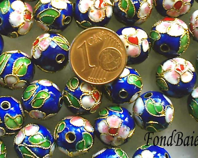 Perles Rondes Cloisonnés 12mm MARINE par 10 pcs