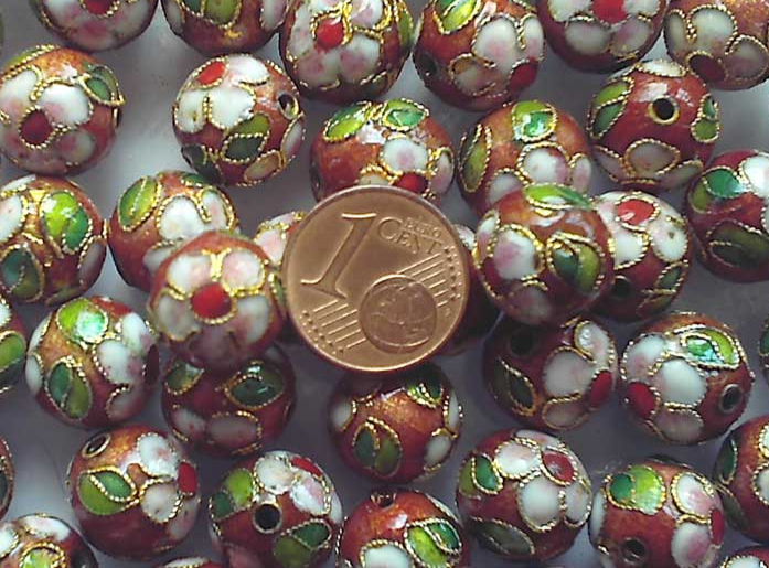 Perles Rondes Cloisonnés 12mm MARRON par 10 pcs