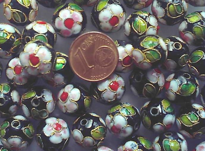 perle cloisonne noir 12mm