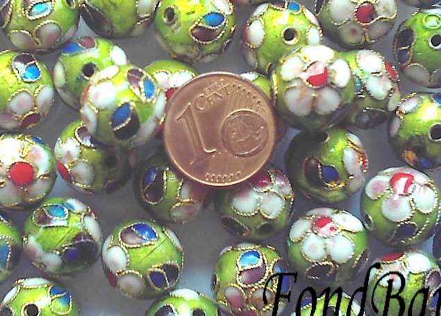 perle cloisonne vert clair 12mm