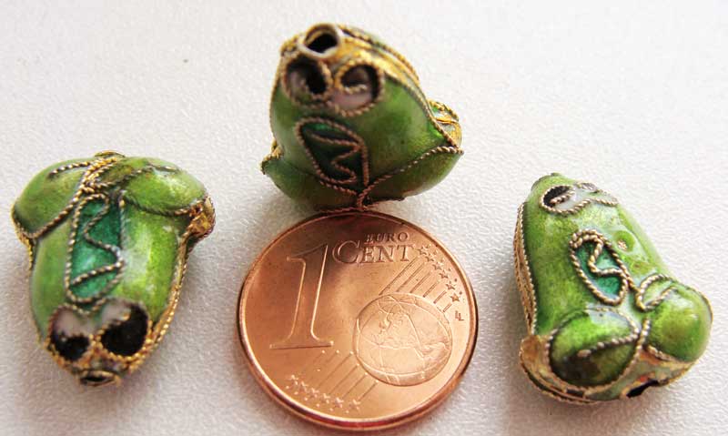 perle cloisonne grenouille vert