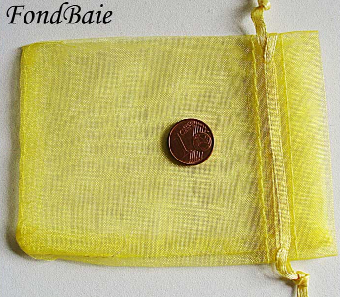 pochette organza jaune 8x10cm