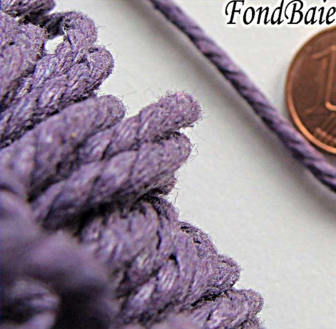 fil coton cire violet 2mm torsade