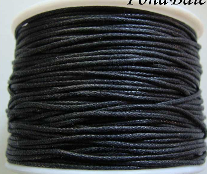 fil coton cire noir 1mm