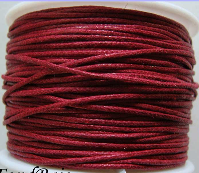 fil coton cire rouge fonce 1mm