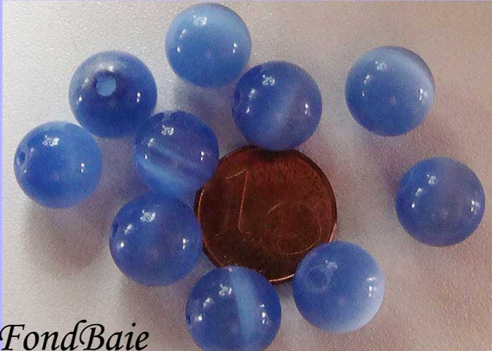 perle bleu oeil de chat 10mm