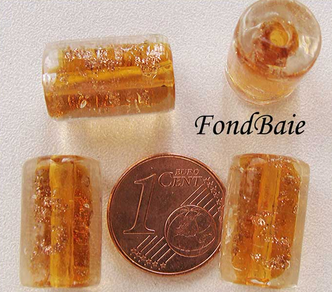 perle tube 15mm miel dore verre