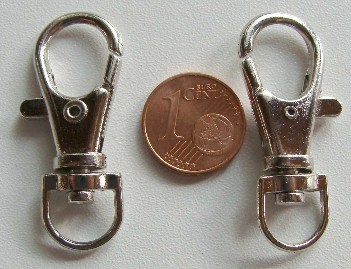 Fermoirs mousquetons porte-clés 35mm ARGENT VIEILLI par 50 pc
