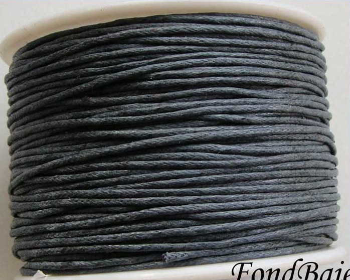 fil coton cire bobine 1mm gris fonce