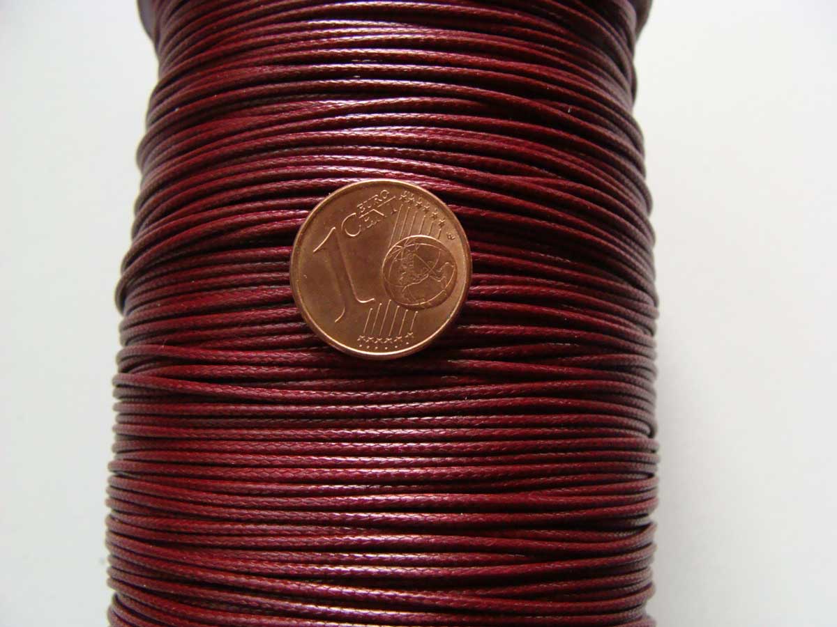 fil mix coton cire 1mm bobine rouge fonce