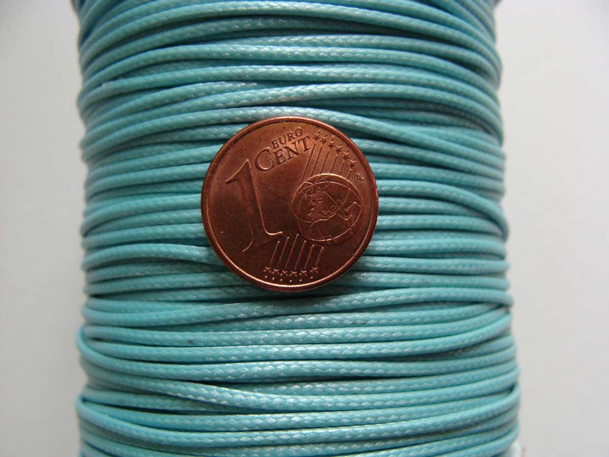 fil mix coton cire 1mm bobine bleu clair