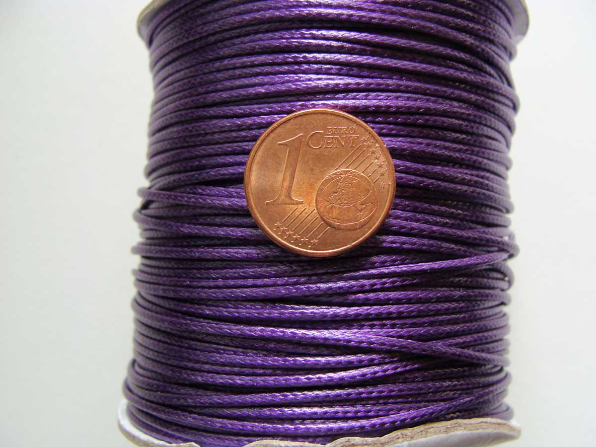 fil mix coton cire 1mm bobine violet