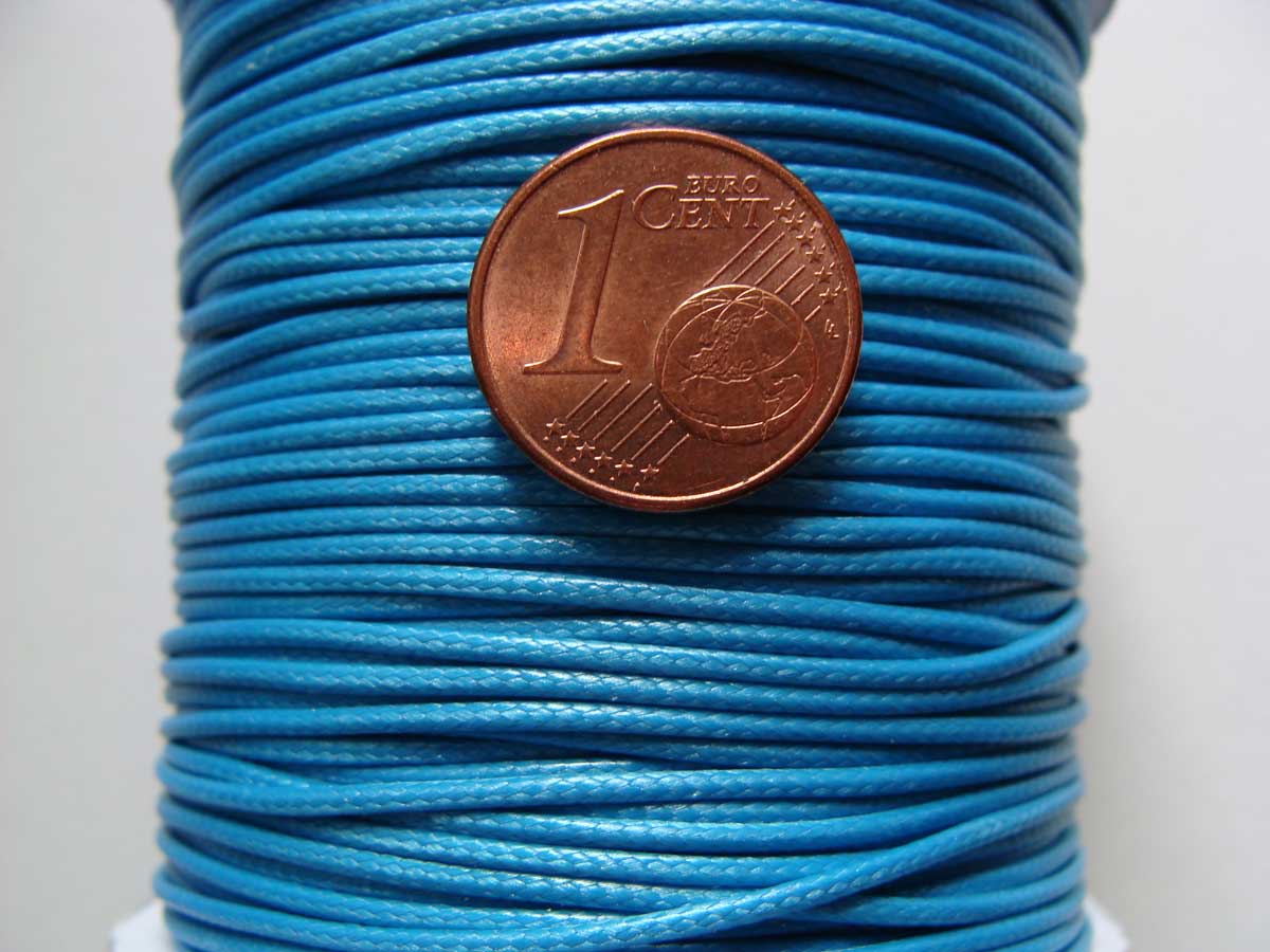 fil mix coton cire 1mm bobine bleu
