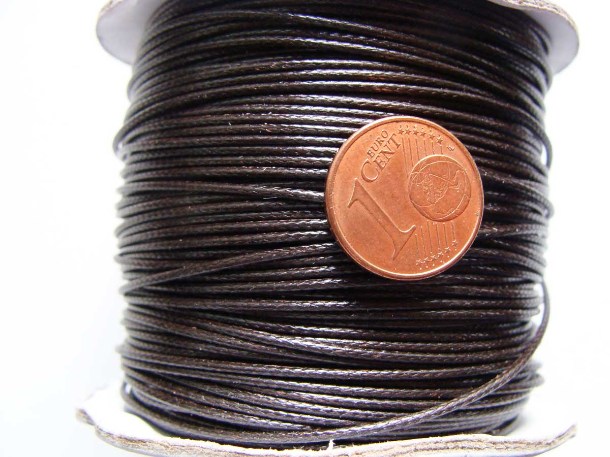 fil mix coton cire 1mm bobine marron fonce