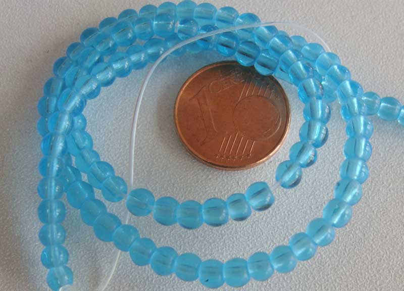 perle verre simple 3.5mm bleu azur