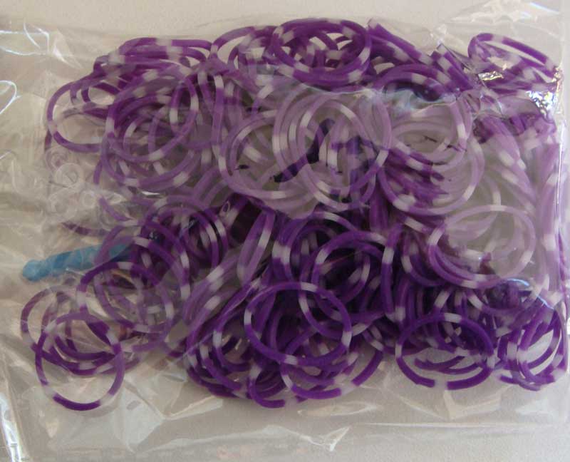 elastique bracelet loom violet blanc