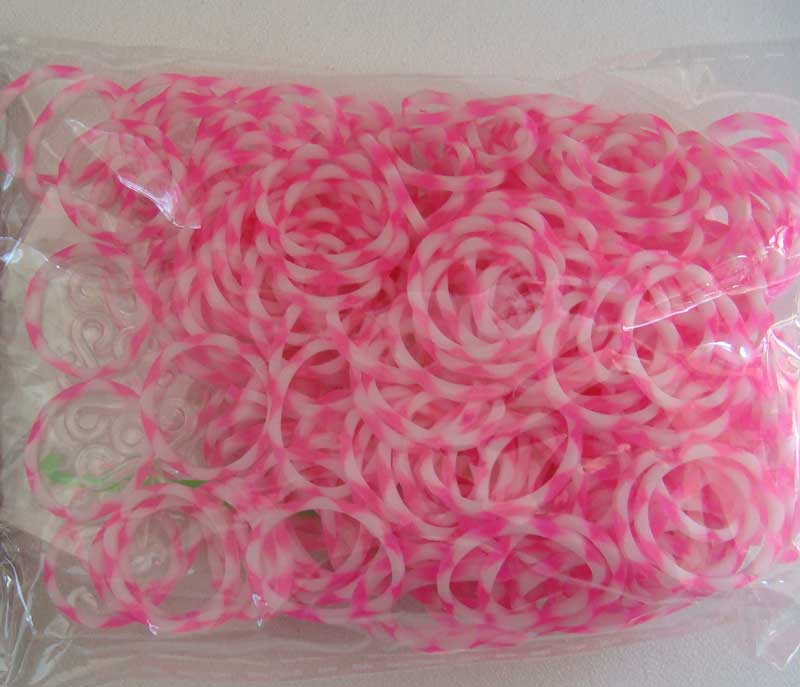 elastique bracelet loom rose blanc