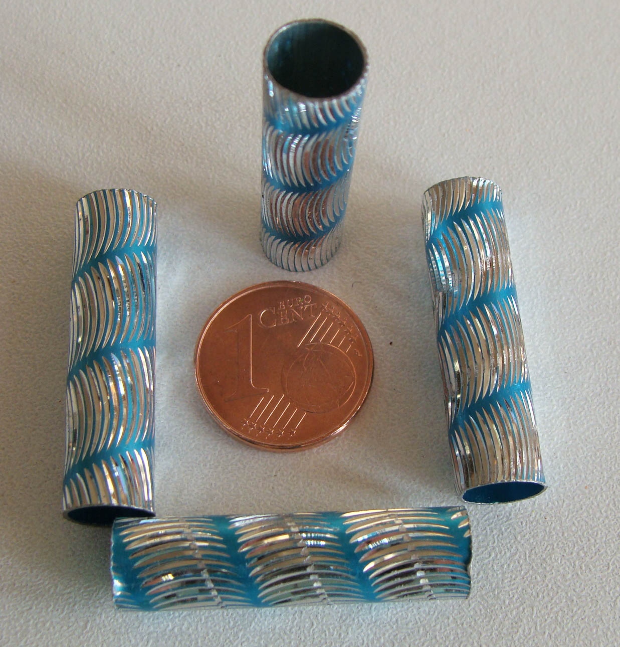 perle tube 30mm aluminium bleu