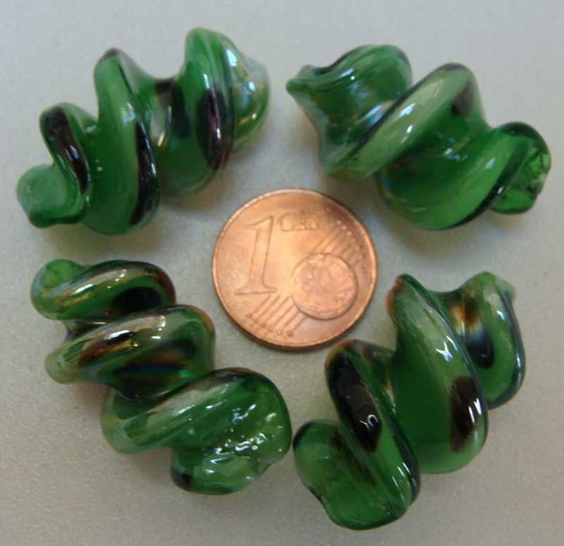 perles verre lampwork vis vert fonce