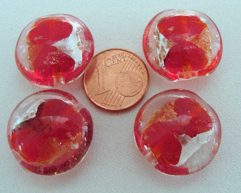 perle galet 20mm bimetal rouge