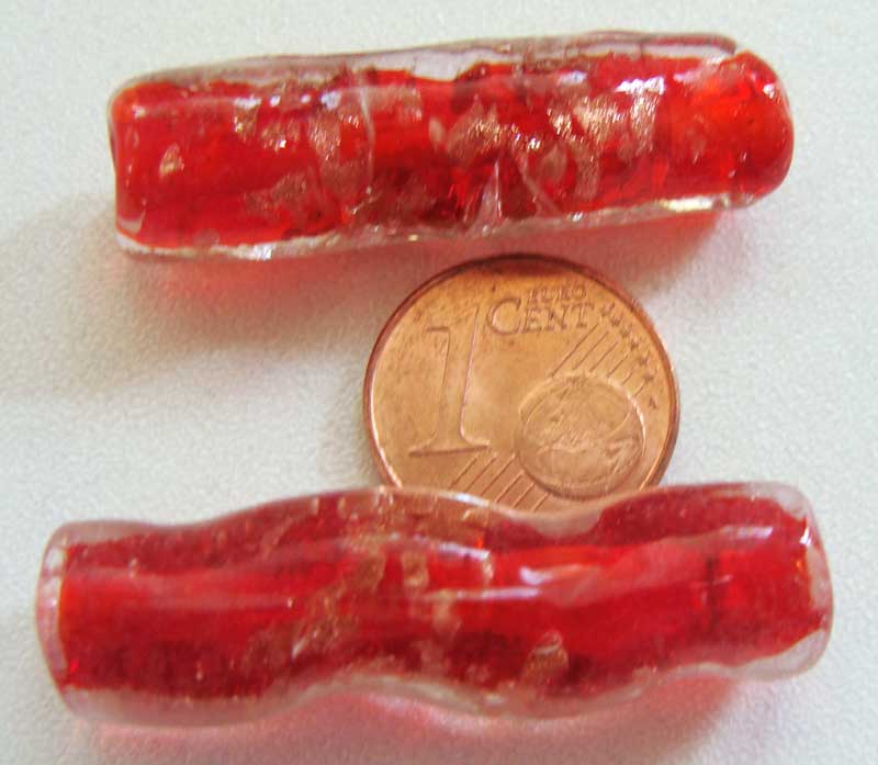 perle tube 35mm rouge dore