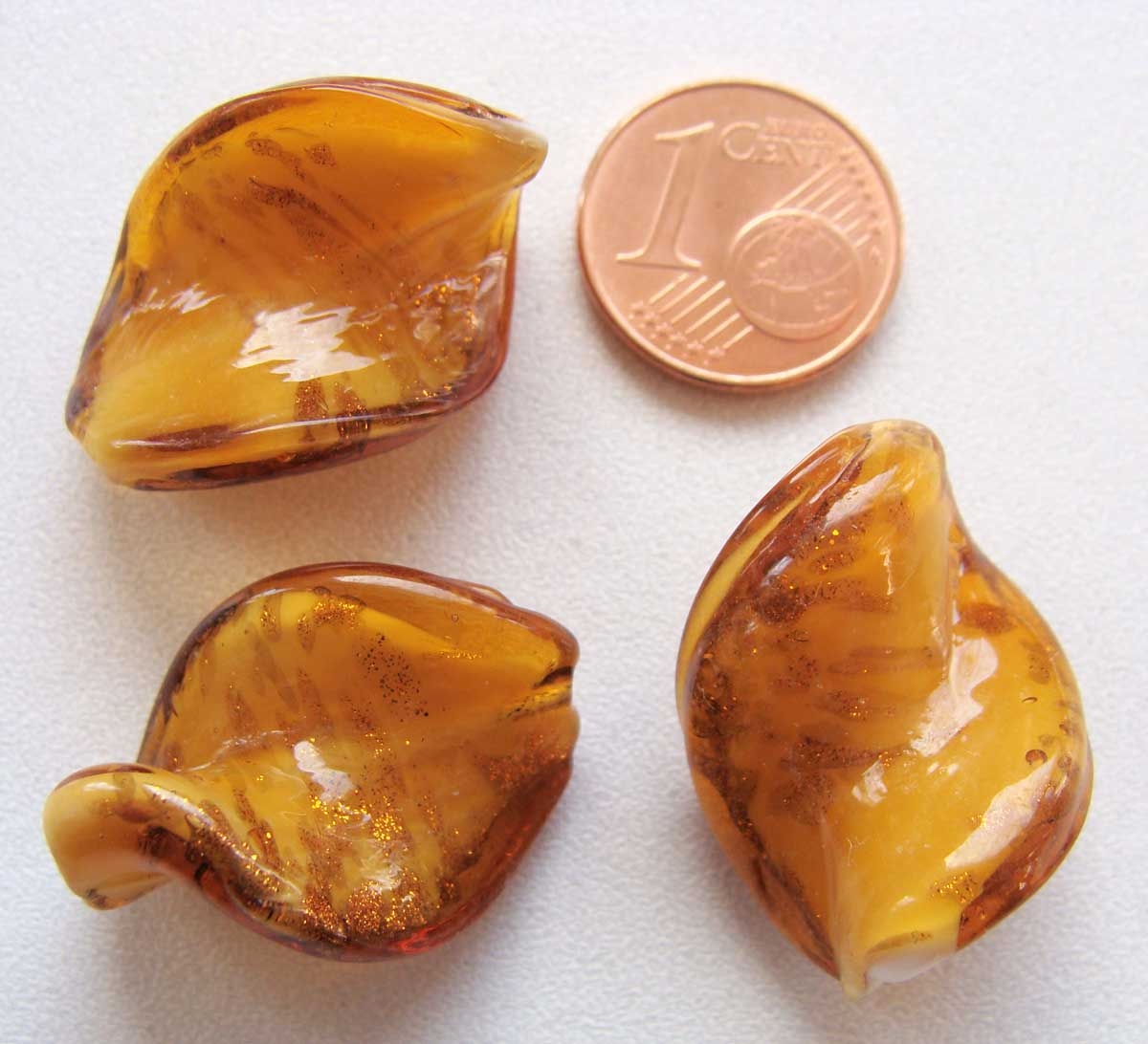 perles verre twist marron miel dore p1