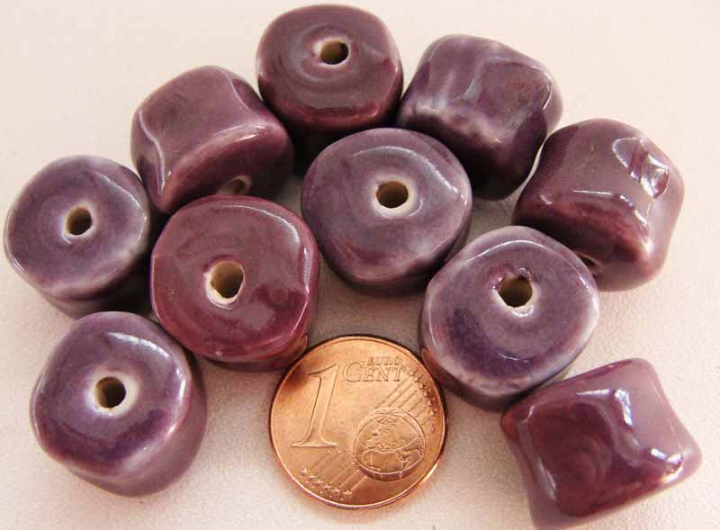 perle porcelaine rondelle violet por-32