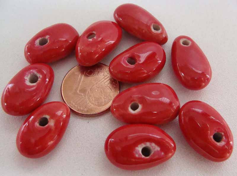 perle porcelaine goutte rouge por-55
