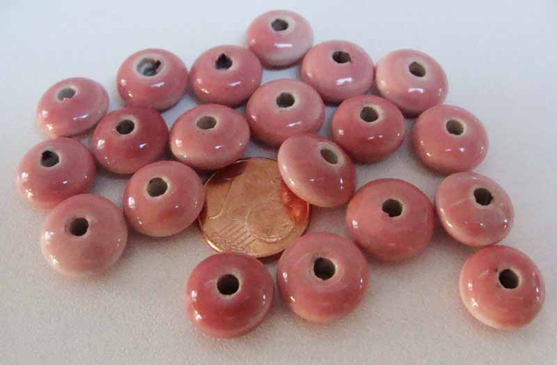 perle rondelle porcelaine rose por-80