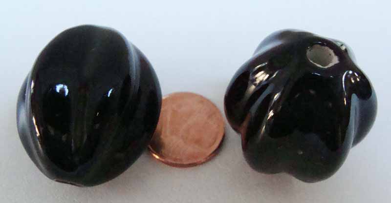 perle porcelaine ronde noir por-100