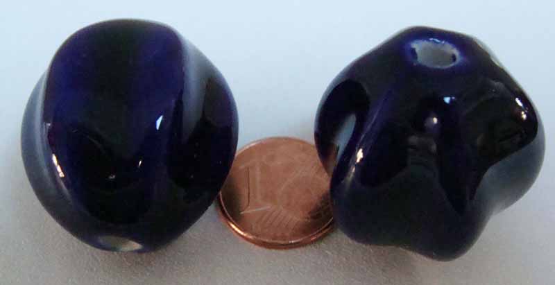 tampon encreur 4cm bleuperle porcelaine ronde bleu fonce por-101