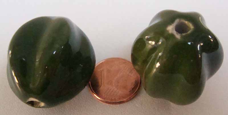 perle porcelaine ronde vert por-102