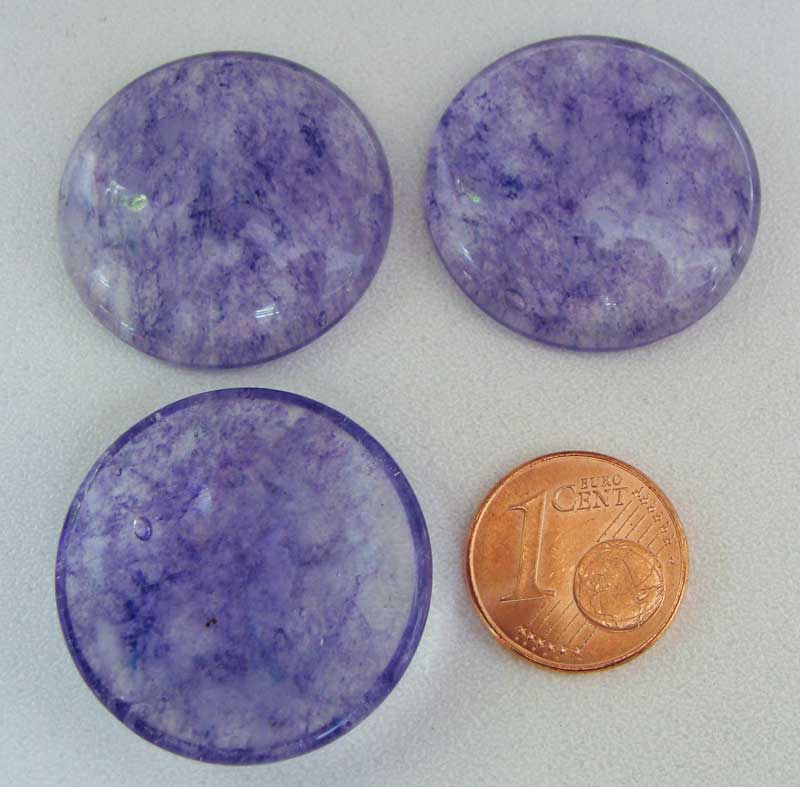 cabochon verre 26mm bleu cab56