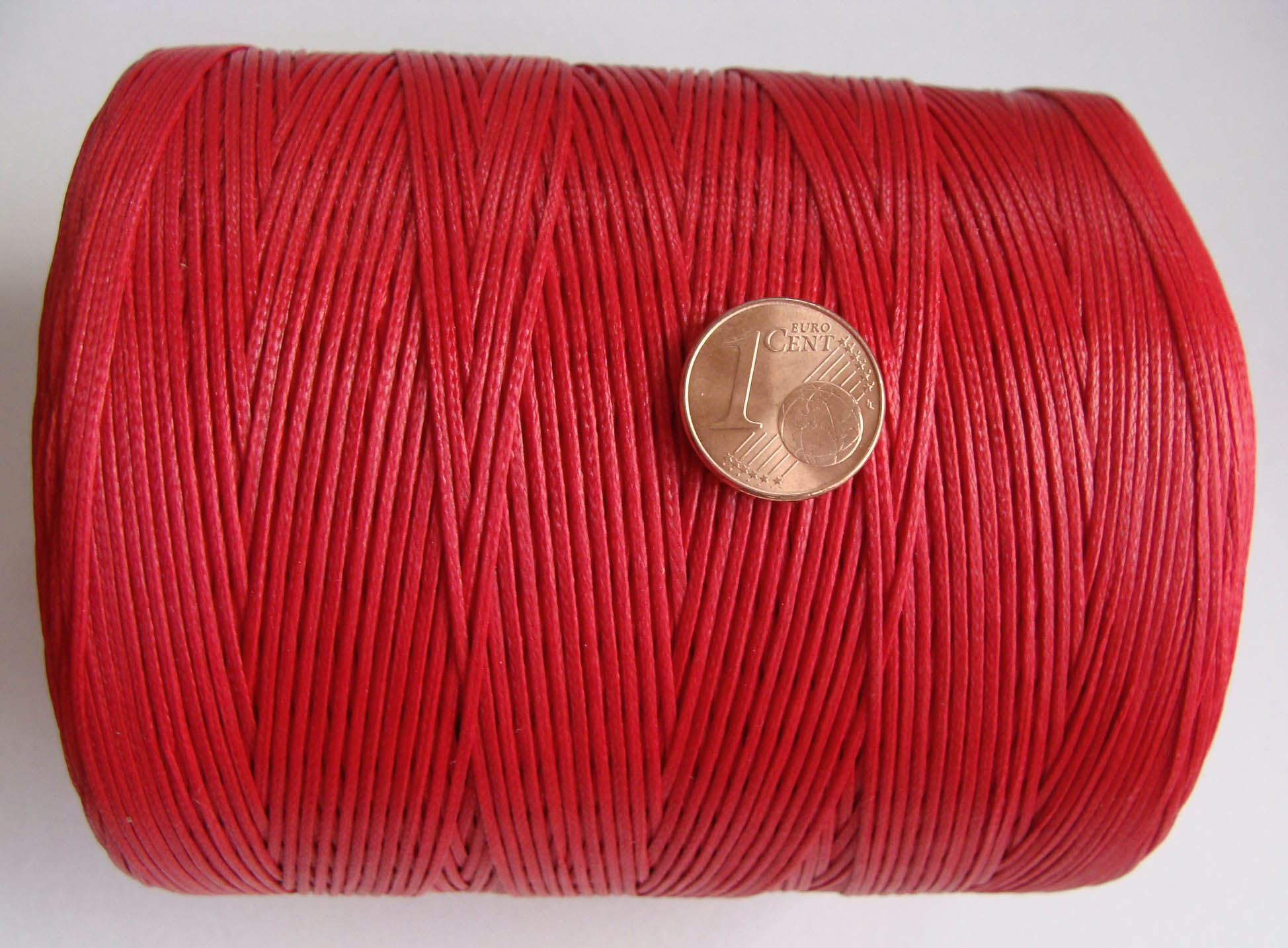 fil coton cire plat 1mm rouge