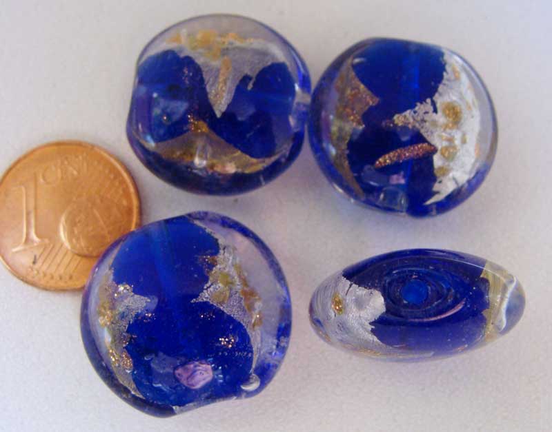 perle galet 20mm bimetal bleu fonce