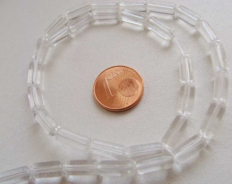 perle verre tube 10x4mm transparent