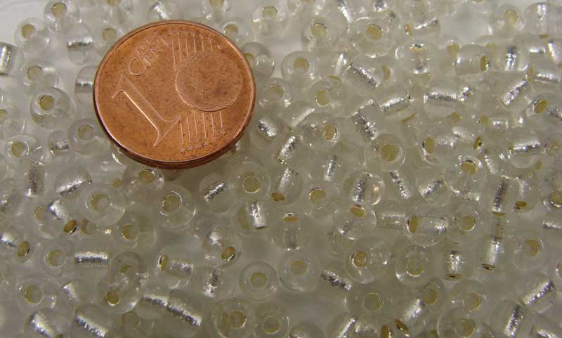 rocaille transparent trou argente 4mm