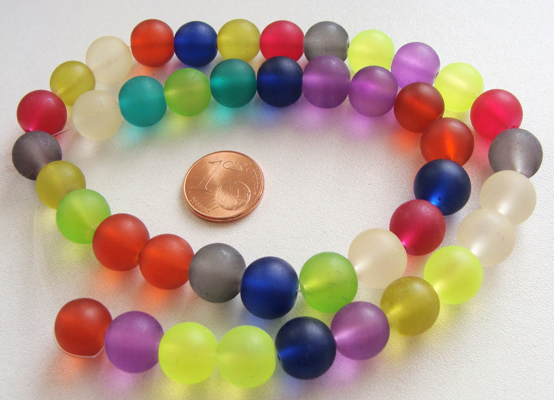 perle verre givre 10mm mulitcolore