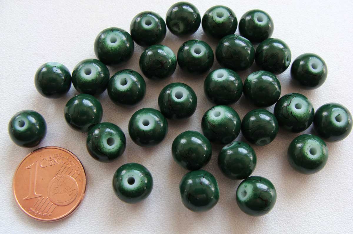perle verre 8mm vert fonce peint-39