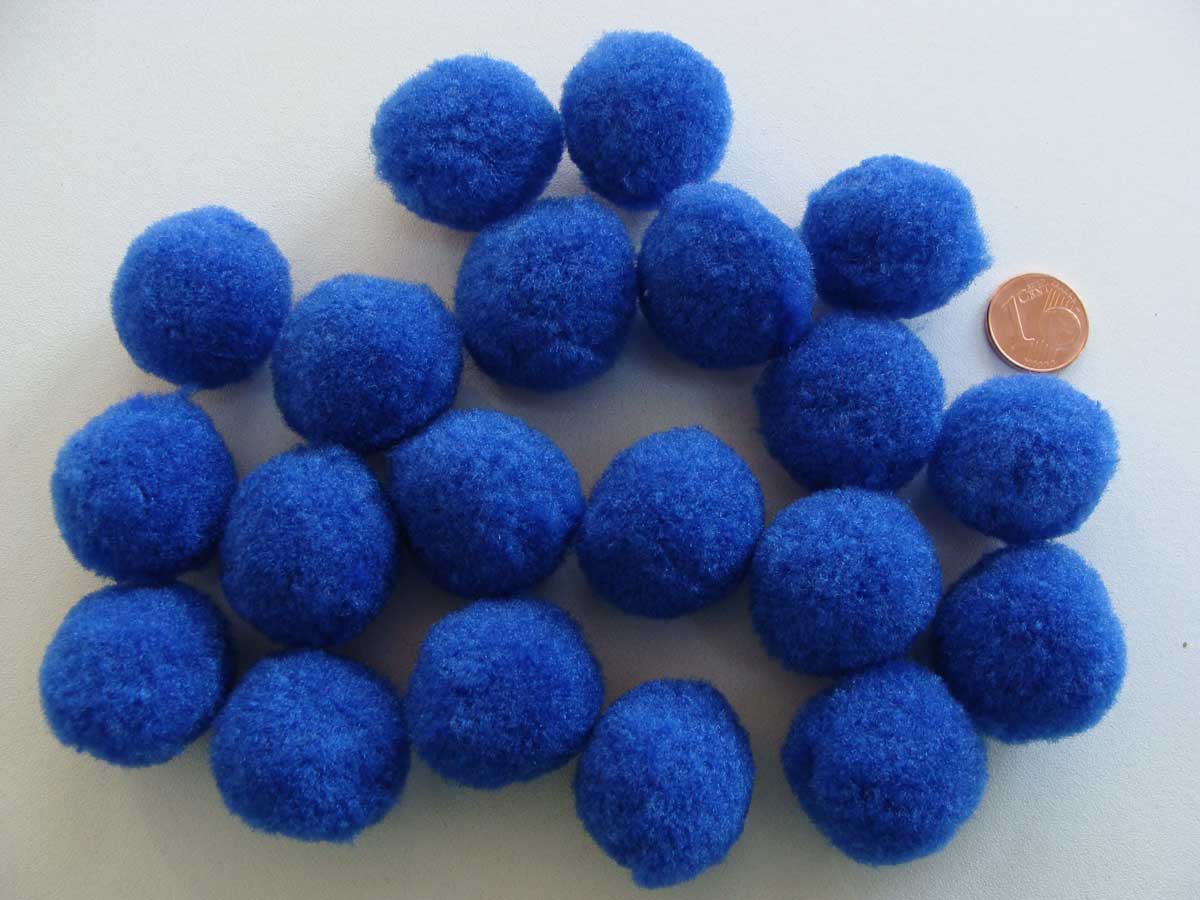 pompon 25mm bleu