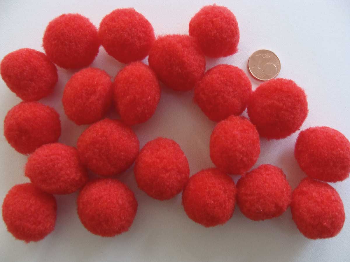 pompon 25mm rouge